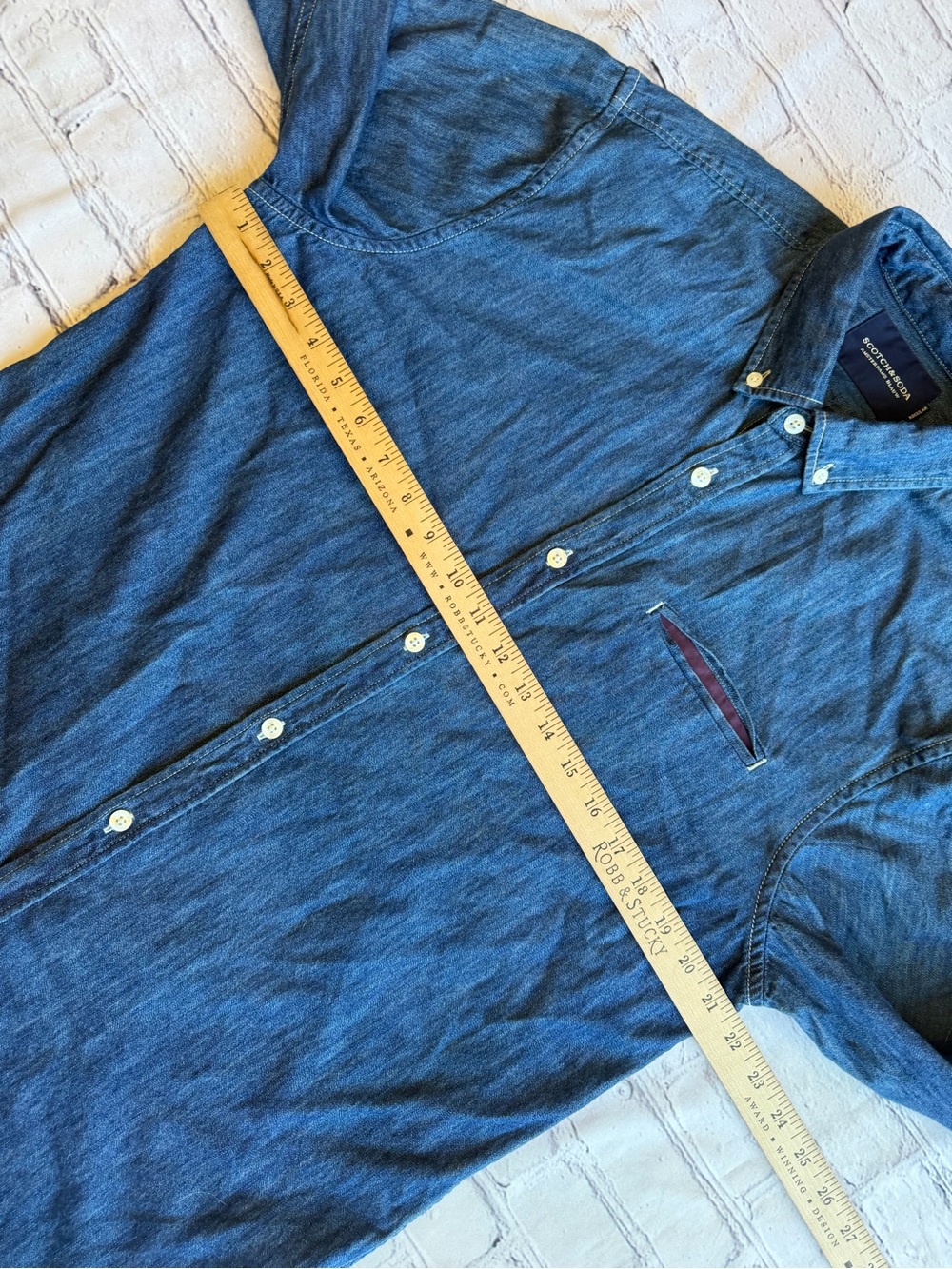 Scotch & Soda Men’s Long Sleeve Button-Down Denim Shirt Blauw EUC Size Large - Picture 12 of 16